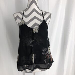 Dex Racerback Floral Gauze Tank Black XS